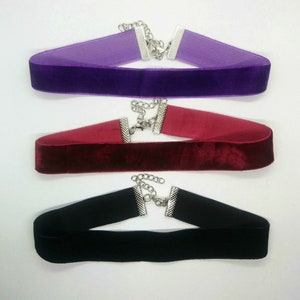 Thick velvet choker, purple, dark red or black, wide black choker, black choker necklace, 2 cm, 3/4 inch choker, wide velvet ribbon