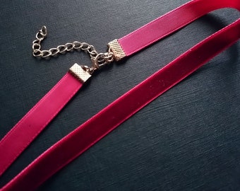 Borgogna, Bordeaux, girocollo rosso vino, girocollo in velluto rosso, collana girocollo classica, 1 cm di larghezza
