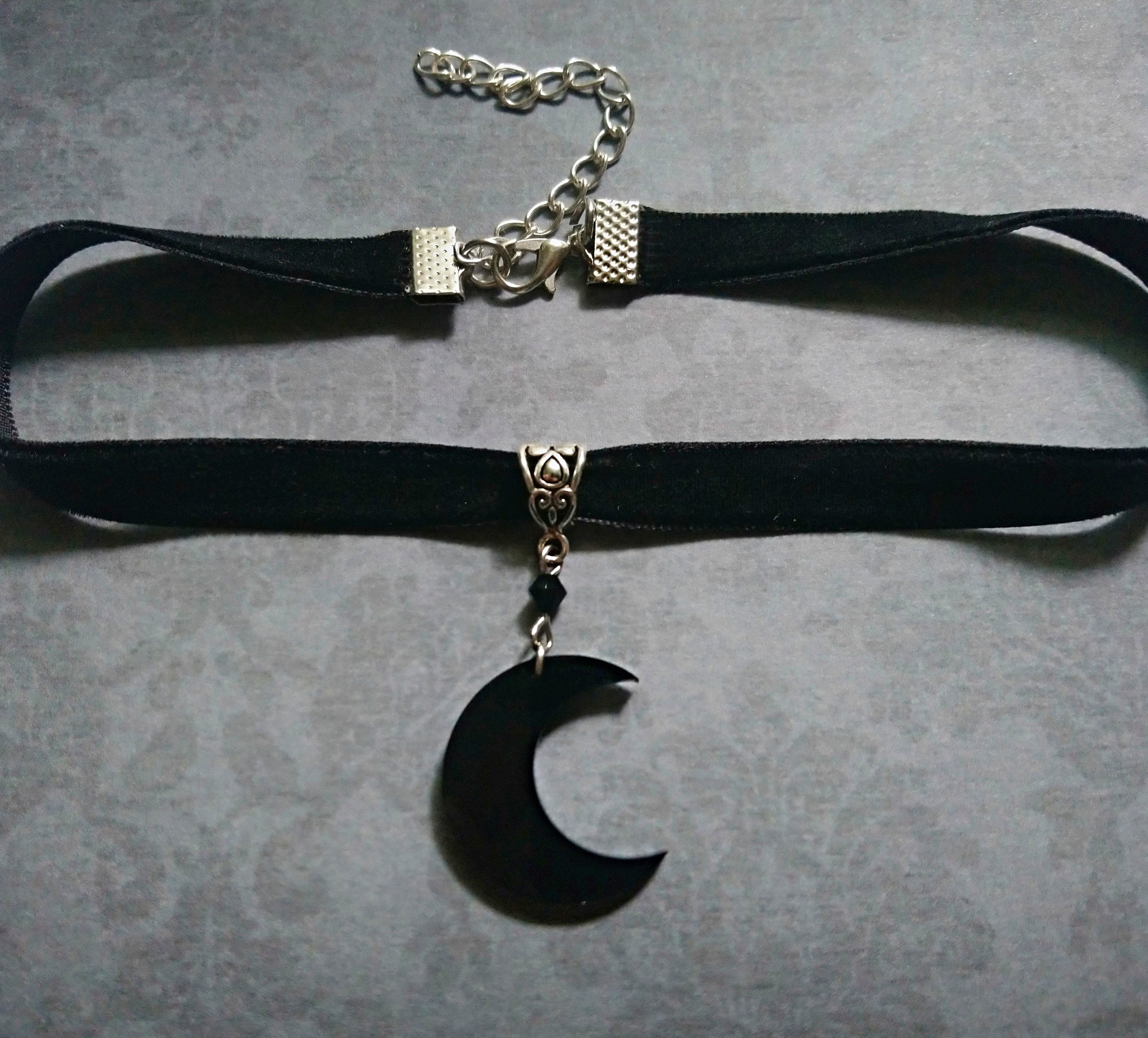 Black Moon Choker Gothic Velvet Choker With Black Moon Charm - Etsy