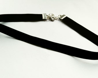 Zwart fluwelen choker, choker ketting zwart, fluwelen kraag, klassieke choker, kraag, 1 cm breed