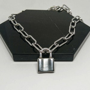 Padlock Chain Necklace, Unisex Stainless Steel Padlock Charm