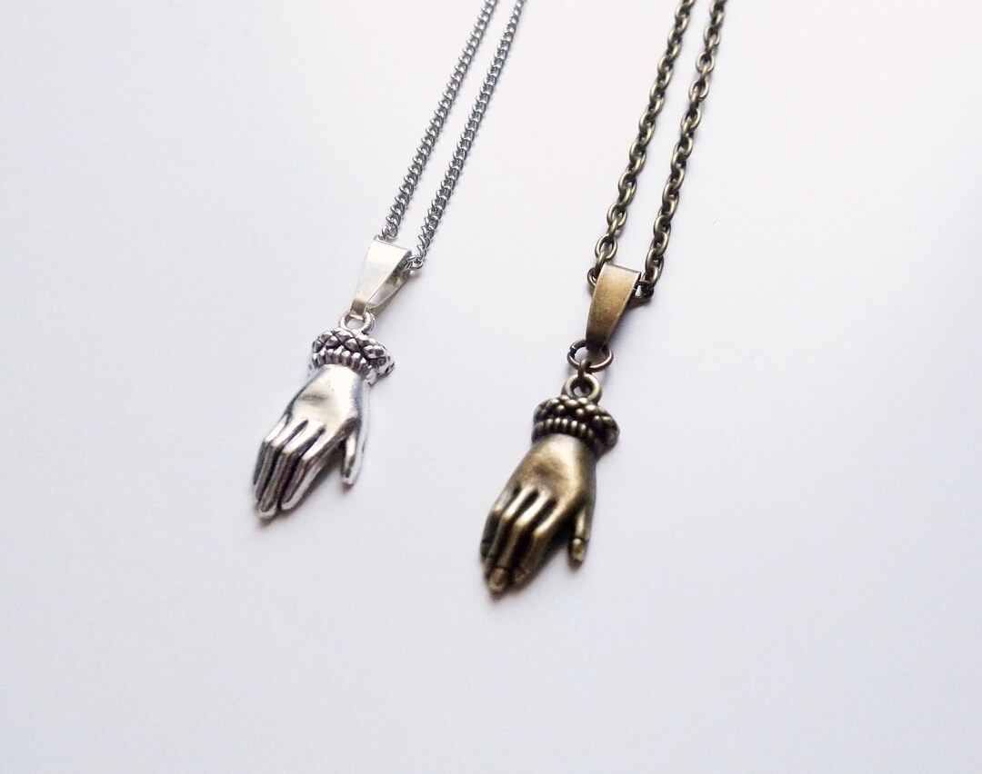 Victorian Palm Necklace, Hand Necklace, Bronze or Silver, Victorian
