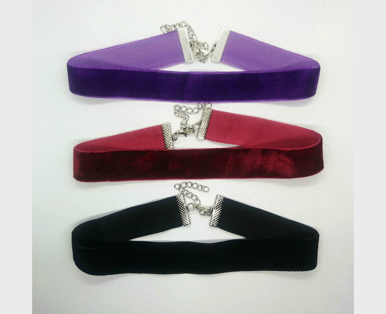 Thick velvet choker, purple, dark red or black, wide black choker, black choker necklace, 2 cm, 3/4 inch choker, wide velvet ribbon imagem 1
