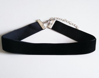 Thick black velvet choker, wide black choker, black choker necklace, 2 cm, 3/4 inch choker, wide velvet ribbon