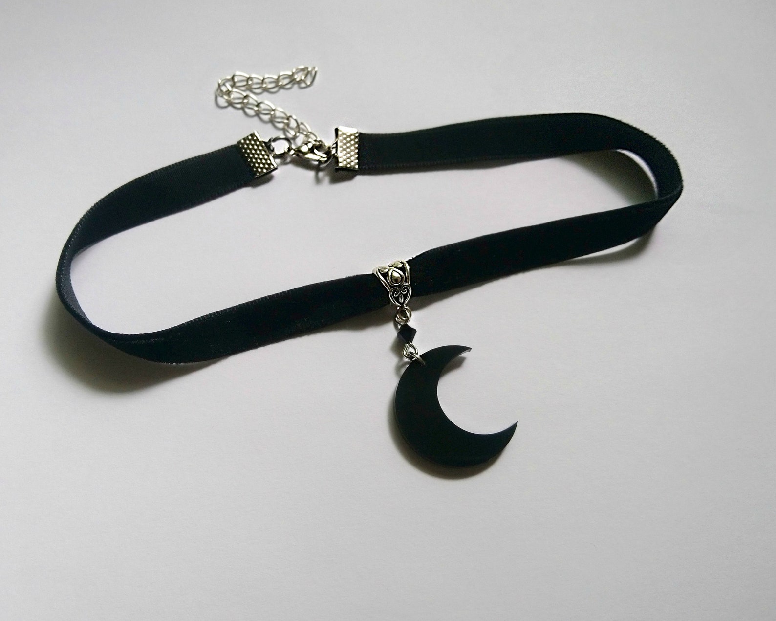Black Moon Choker, Gothic Velvet Choker With Black Moon Charm, Witchy ...