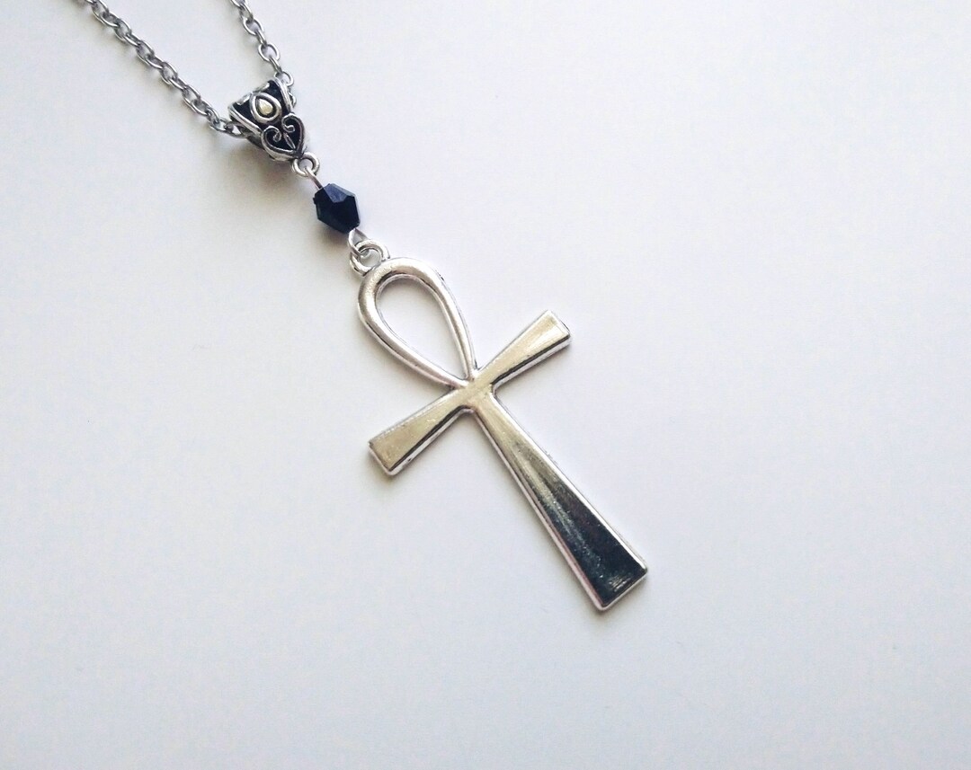Gothic Ankh Necklace, Silver Necklace With Ankh Pendant