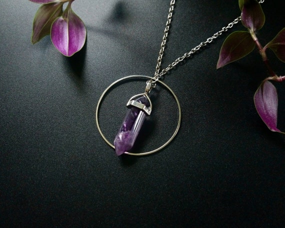 Collar de Amatista con Anillo Colgante Amatista Piedra - Etsy España
