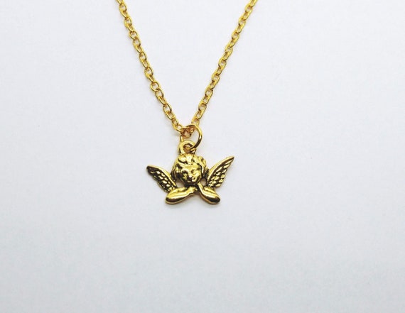Cherub Necklace Gold Angel Necklace 
