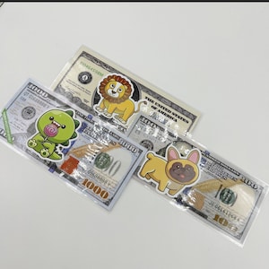 Cute Animal Theme Cash Placeholders, 100 500 1000, prop, budgeting, cash stuffing