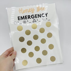 Honey Bee Emergency Fund Scratch Off Savings Challenge, Cash Stuffing, Budgeting, Cash Envelopes