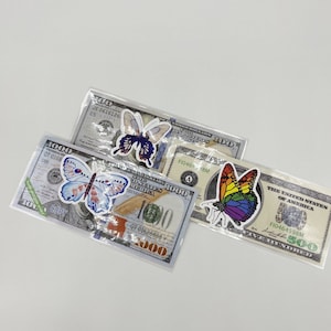 Butterfly Theme Cash Placeholders, 100 500 1000, prop , budgeting, cash stuffing