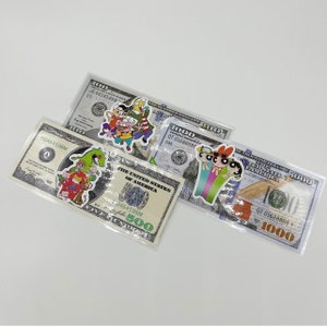 90s Cartoon Theme Cash Placeholders, 100 500 1000, prop, budgeting, cash stuffing