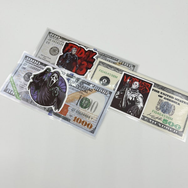 Horror Character Halloween Money Placeholders, Prop Money, 100 500 1000, Cash Budgeting, budget