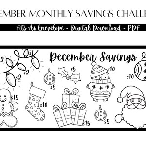 December Monthly Savings Challenge, Digital Download, Color Savings, Cash Budgeting, Cash Envelopes, Cash Stuffing, Printable