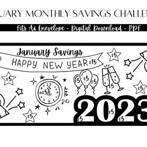 January Monthly Savings Challenge, Digital Download, Color Savings, Cash Budgeting, Cash Envelopes, Cash Stuffing, Printable
