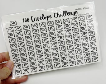 Reusable 100 Envelope Savings Challenge, Cash Stuffing, Cash Envelopes, budgeting