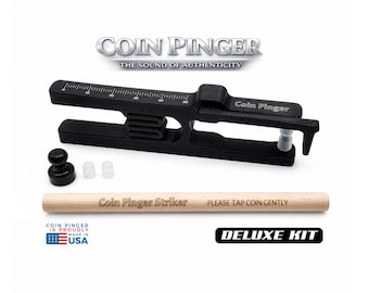 Coin Pinger Deluxe Kit | Silver Coin Authenticity Sound Ping Tester Tool with Integrated Striker Hammer