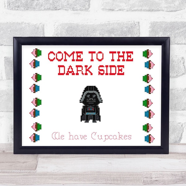 Darth Vader Cupcake Cross Stitch Pattern