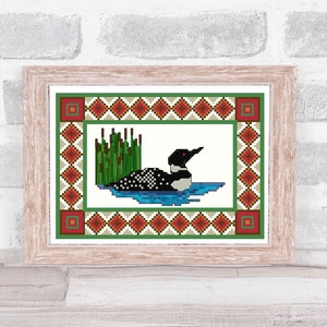 Loon Rustic Cross Stitch Pattern