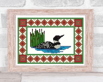 Loon Rustic Cross Stitch Pattern