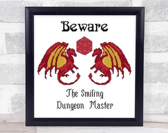 Smiling Dungeon Master D&D Cross Stitch Pattern