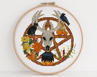 Samhain Pentacle Cross Stitch Pattern