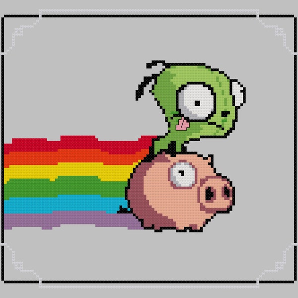 Invader Zim's Gir Cross Stitch Pattern