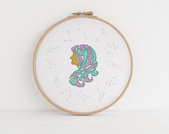 Virgo Pastel Zodiac Sign Cross Stitch Pattern