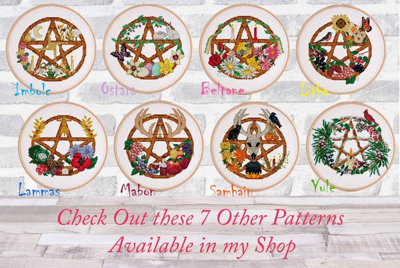 Yule Pentacle Pagan Cross Stitch Pattern image 3