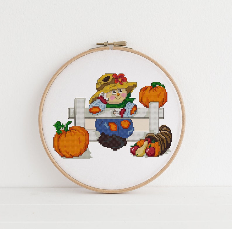 Cute Scarecrow Cross Stitch Pattern Etsy