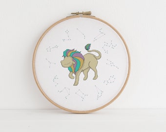 Leo Pastel Zodiac Sign Cross Stitch Pattern