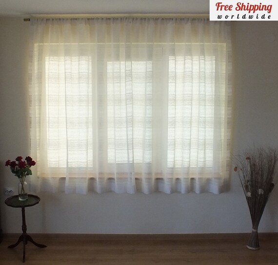 100 Linen Curtains Short Net Curtains Made To Measure Sheer Etsy