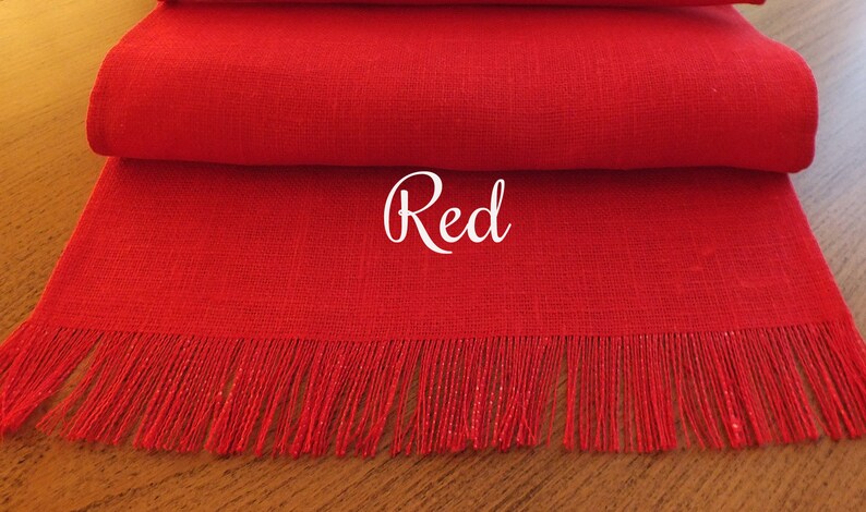 100/% linen burlap table runner Rustic orange white red short long custom table runner Dresser coffee table runner Dining room table runner