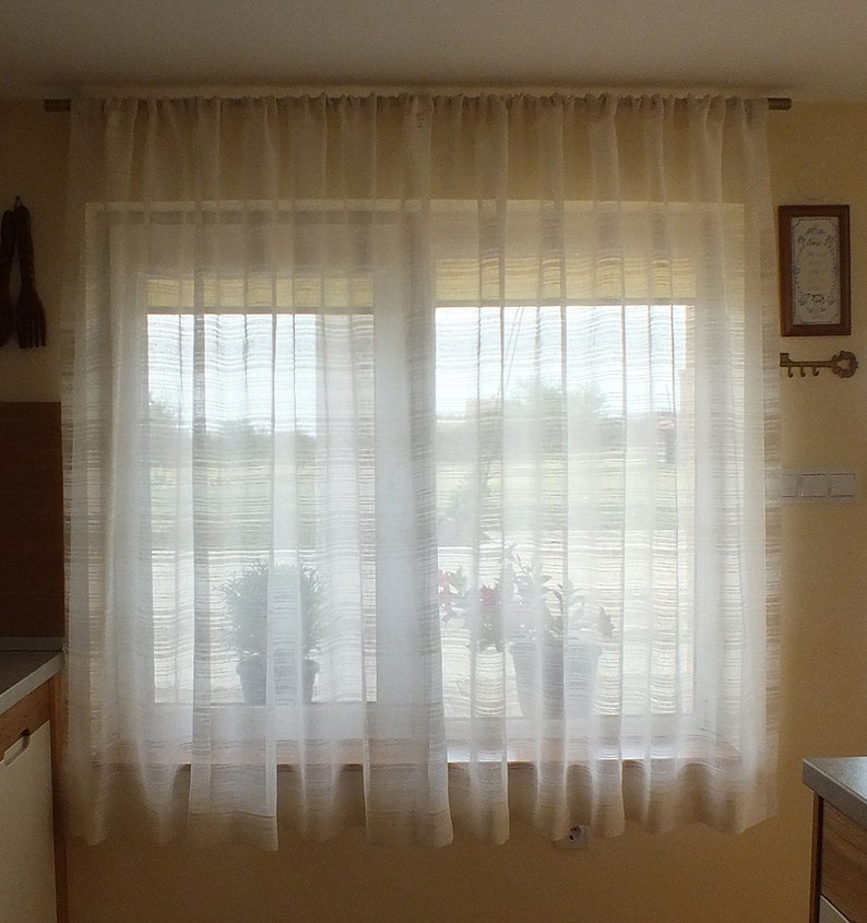 100% linen curtains Short net curtains Made to measure sheer | Etsy