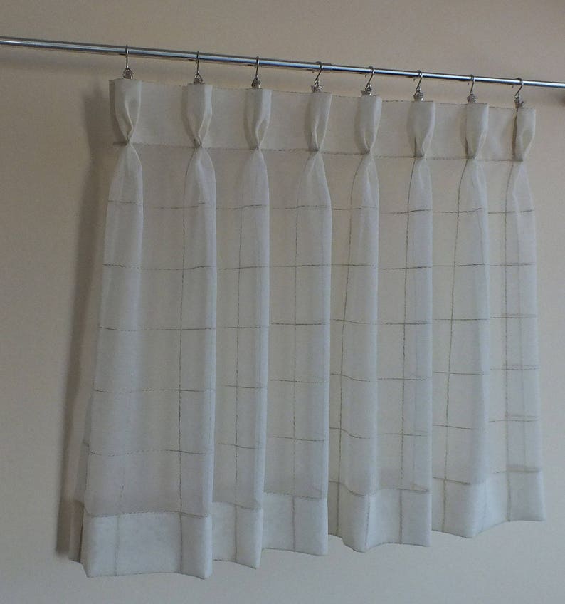 Cafe curtains cream sheer curtains bathroom window sheers Etsy