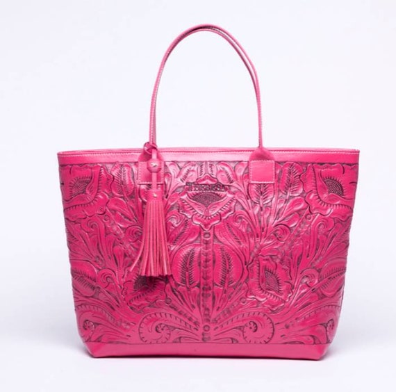 pink leather handbolsas