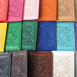 Passport Holder/Passport Cover/Leather Passport Cover/Passport Wallet/Hand Tooled Leather/Leather Passport Cover/Rojo Turquesa/Mexican Gift