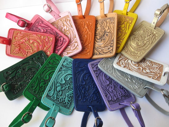 tooled leather luggage