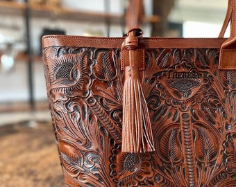 Mexican Leather Envelope Crossbody Bag Large- Hand Tooled