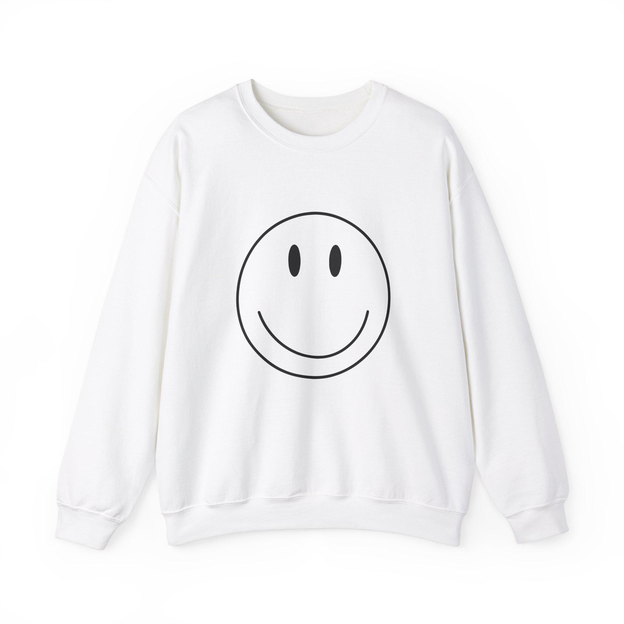 Quilted Smiley Face Sweatshirt - Grey