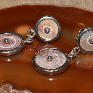 Sterling Silber Achat Kreis Tropfen Ohrringe moderne Stein Handwerker gemacht
