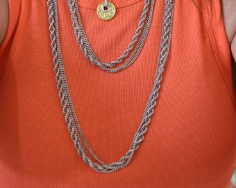 Collier Sautoir Double Rang Vintage Signé MONET - Années 80 - Doré