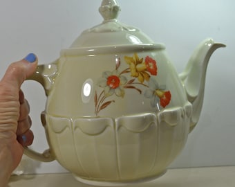 Vintage Hall China Jonquil Pattern Drip-O-Lator Tea Pot Enterprise Aluminum