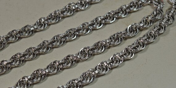 Vintage Monet Silver Tone Thick Textured Rope Cha… - image 9