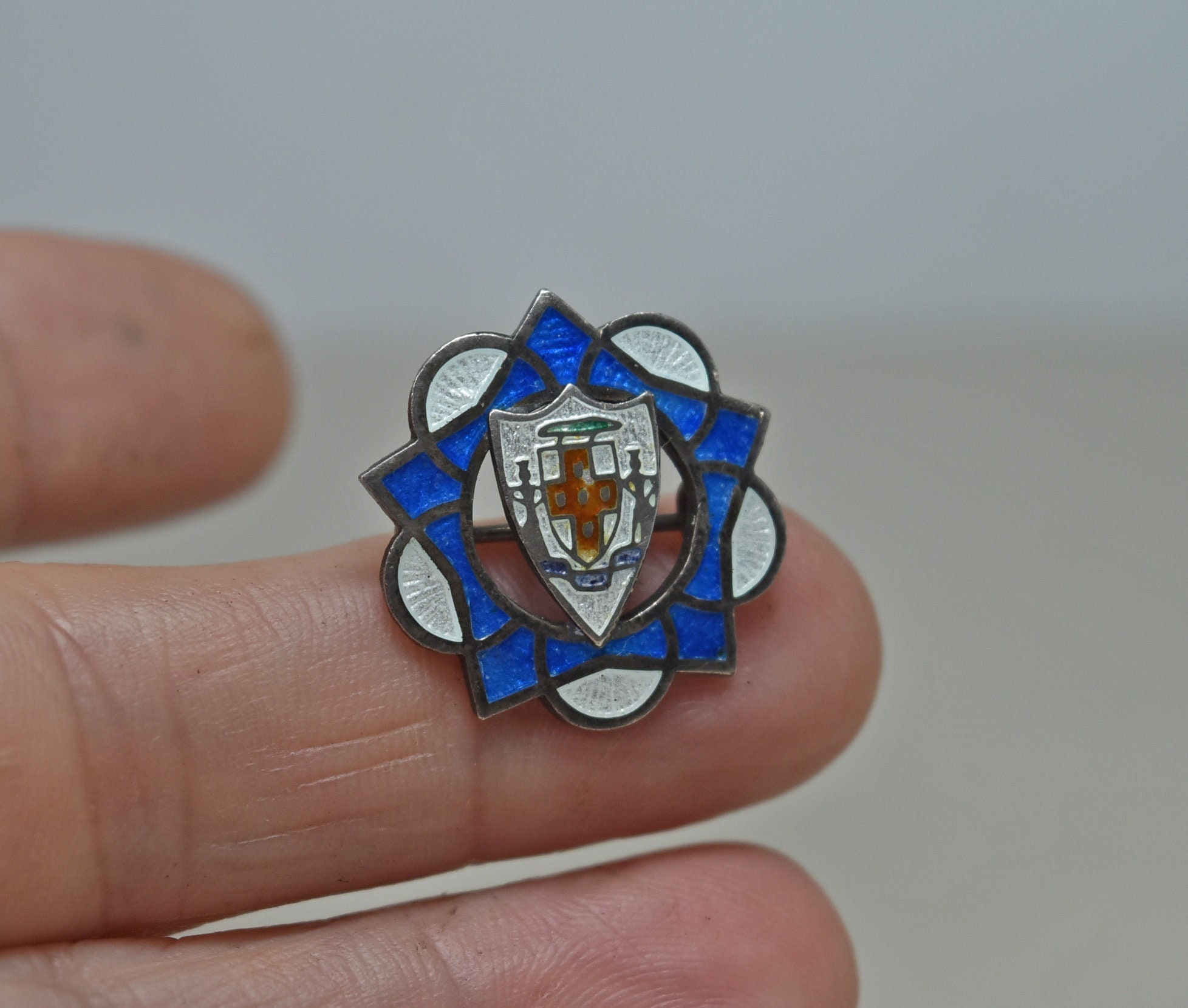 Vintage and or Antique Sterling Silver Enameled Cross Star Coat of 