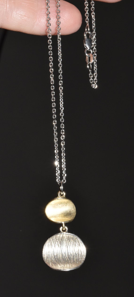 Sterling Silver Orb Necklace Signed Simple Modern… - image 3