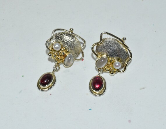 pendientes 5mm Granat cabujon plata Sterling plata plata 925