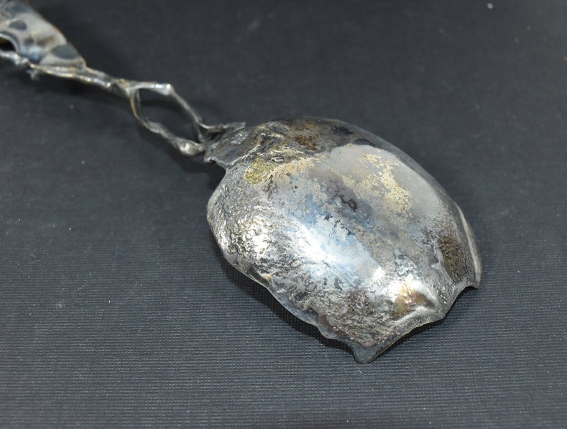 Icelandic Jens Peter Clausen Gudjonsson JENS 1920-2010 Brutalist Sterling Serving Spoon with Agate Stone Mid Century Modern