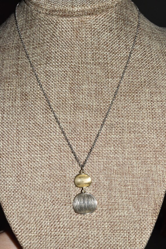 Sterling Silver Orb Necklace Signed Simple Modern… - image 2