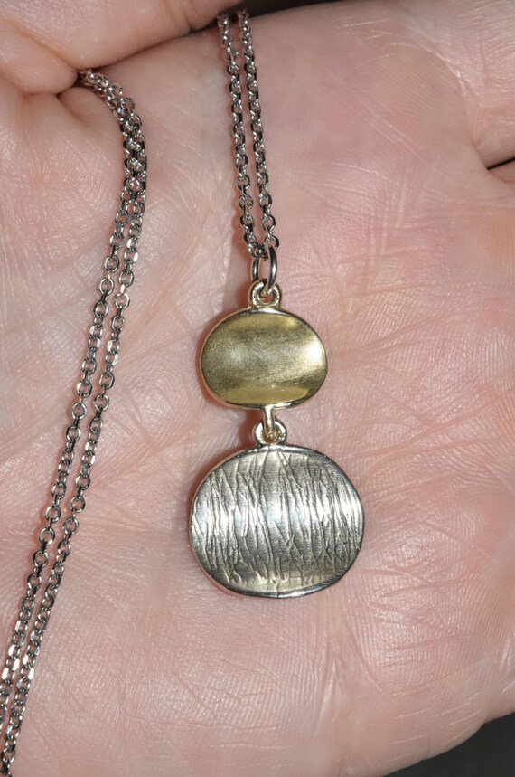 Sterling Silver Orb Necklace Signed Simple Modern… - image 5